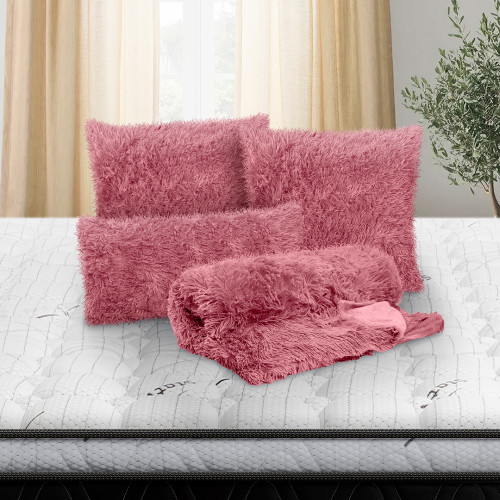 Combo Cobija Fluffy + 2 Cojines Fluffy 55x55 + Cojín Fluffy 30x60
