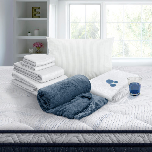 Combo Protector Impermeable + Jgo de Sábanas + Almohada Polycotton + Cobija Ovejera