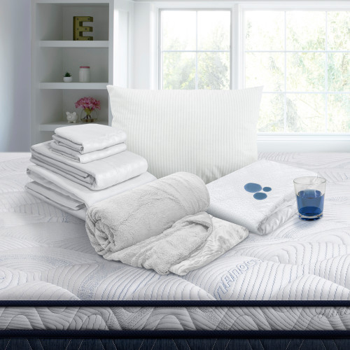 Combo Protector Impermeable + Jgo de Sábanas + Almohada Polycotton + Cobija Ovejera