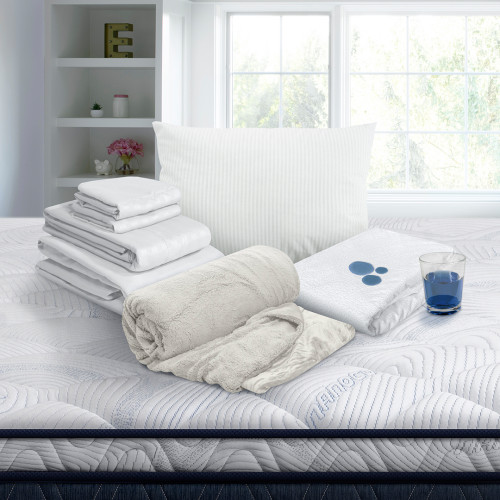 Combo Protector Impermeable + Jgo de Sábanas + Almohada Polycotton + Cobija Ovejera
